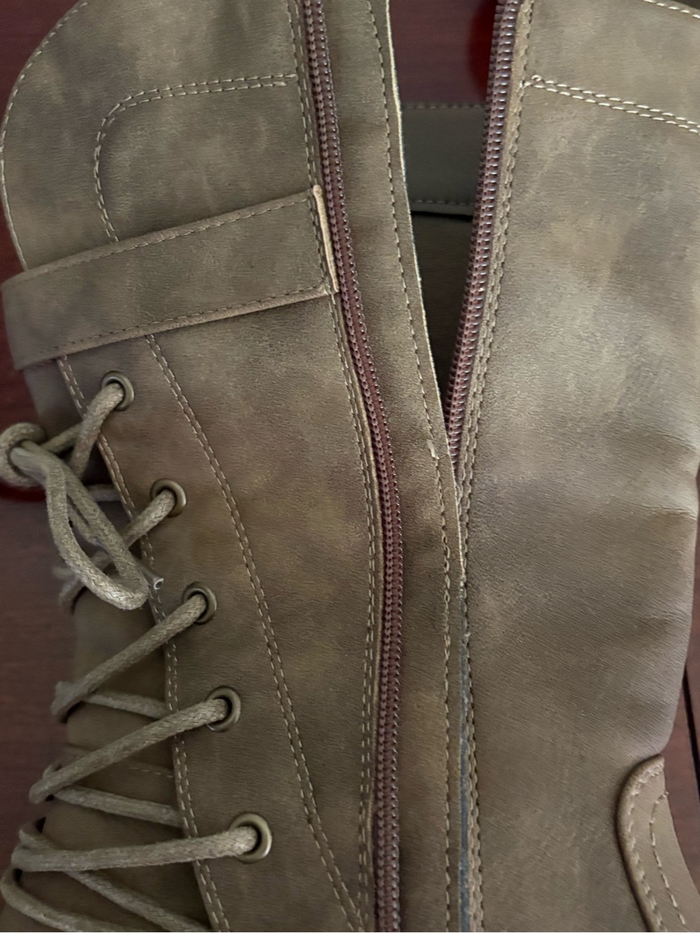 Global Win Distressed Brown Moto Combat Boots Back Lace 8 Indie Sleaze - Picture 5 of 6